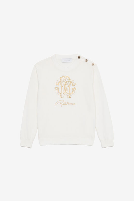JU Sweatshirt Mit Monogramm RC Und Unterschrift Weiß UJM60A-MG001