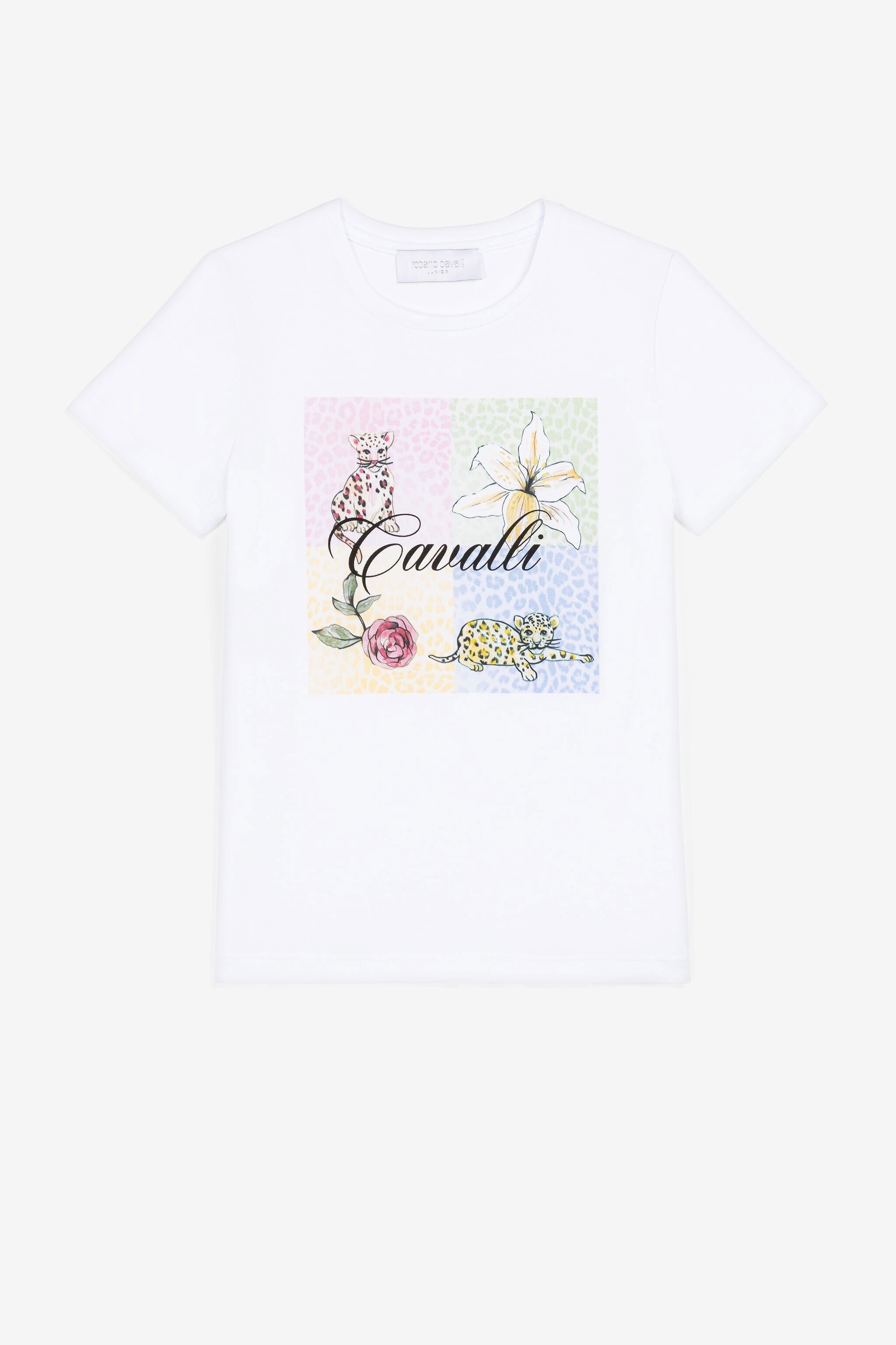 T shirt con logo in Bianco da Bambina Roberto Cavalli