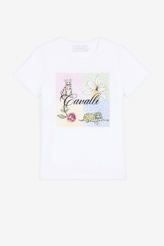JU T-shirt à logo imprimé Blanc QJT602-JV025