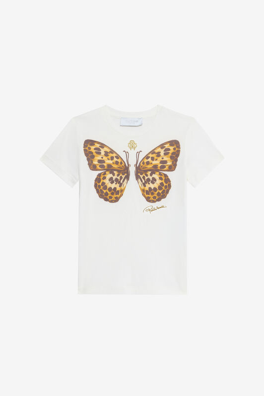 JU Milk White T-Shirt with Butterfly Print MILKY WHITE VJT62E-JD001