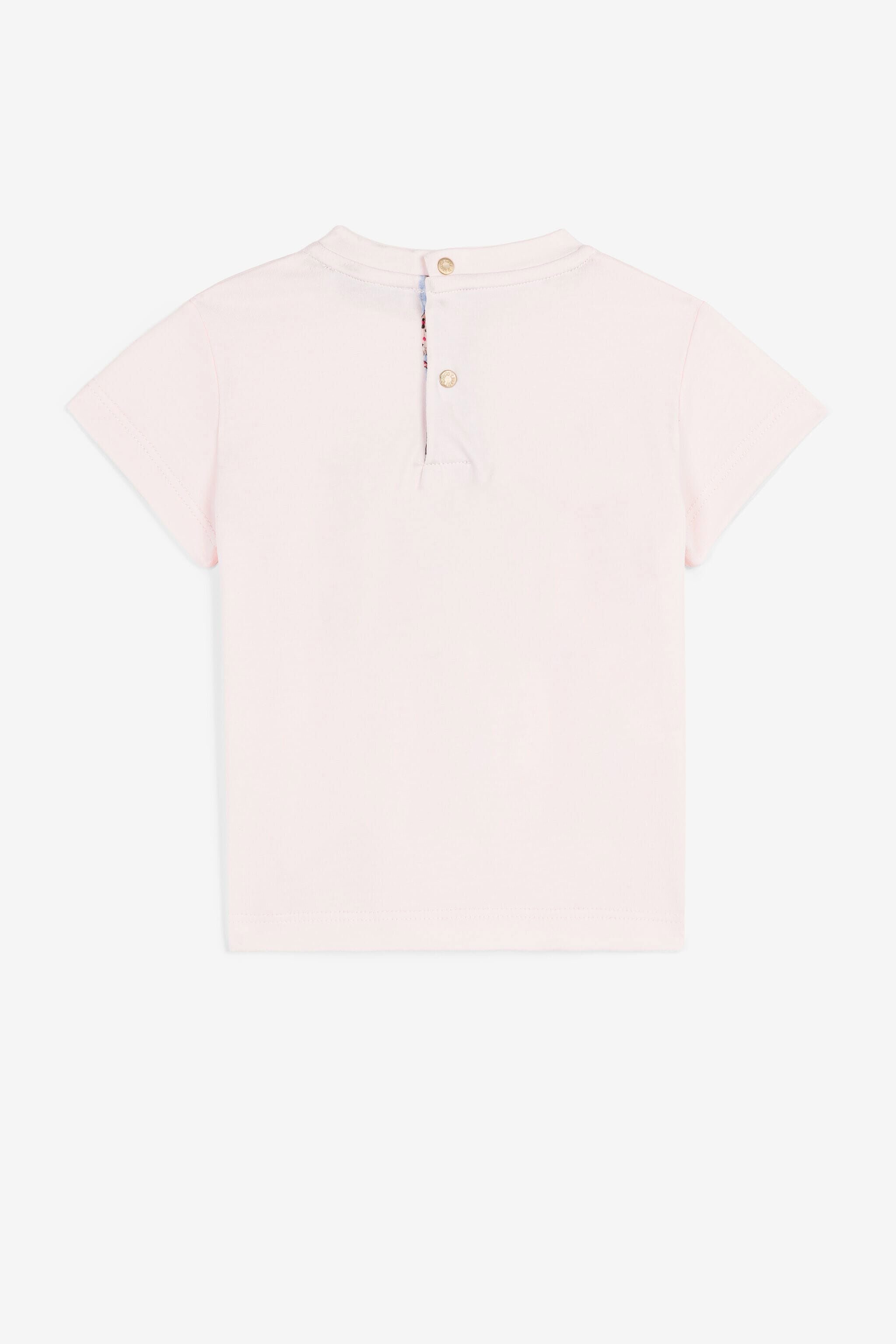 JU T-shirt en coton à imprimé jaguar et fleurs Rose QJT615-JV025