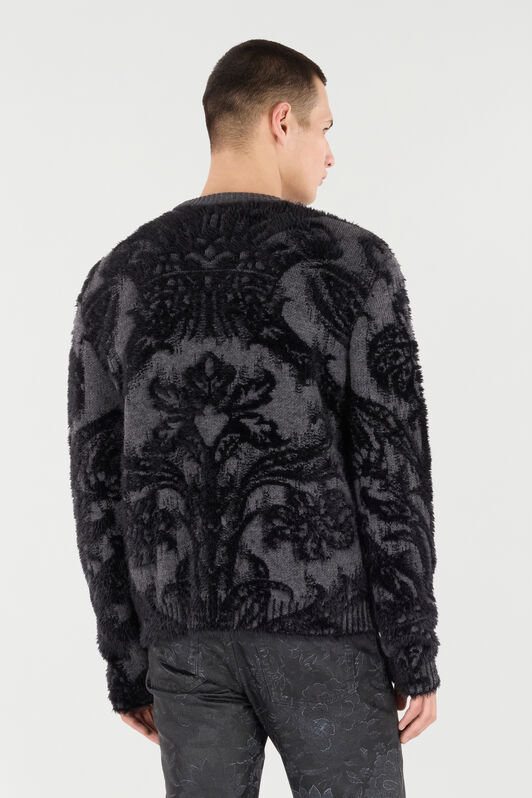 RC Plush Brocade Pattern Sweater Noir VNM605-MQ038