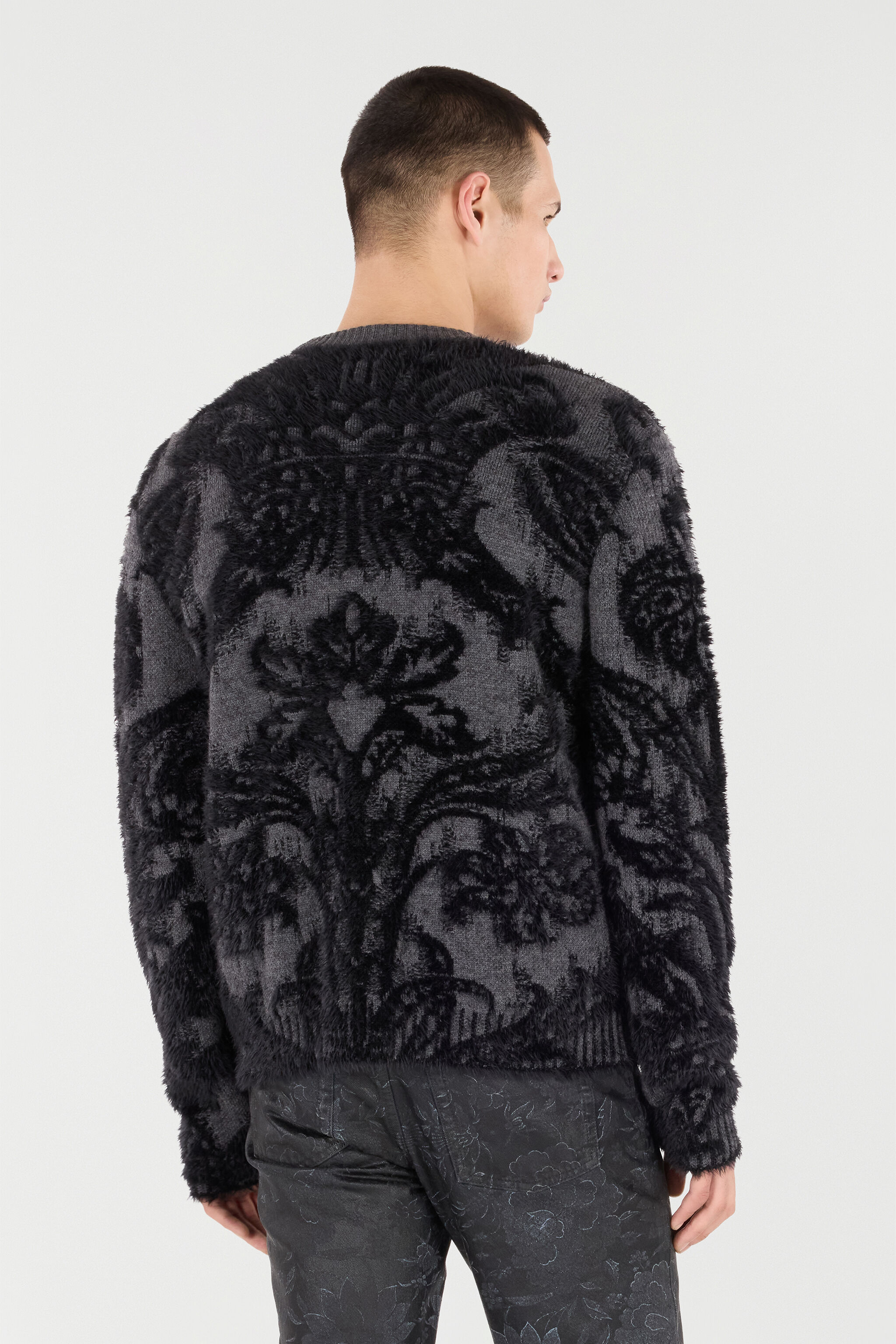RC Plush Brocade Pattern Sweater Noir VNM605-MQ038