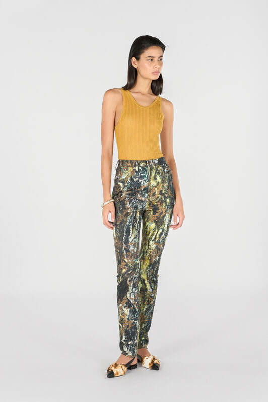 RC Skinny trousers with Marble print Dark green TWJ233-DAN35