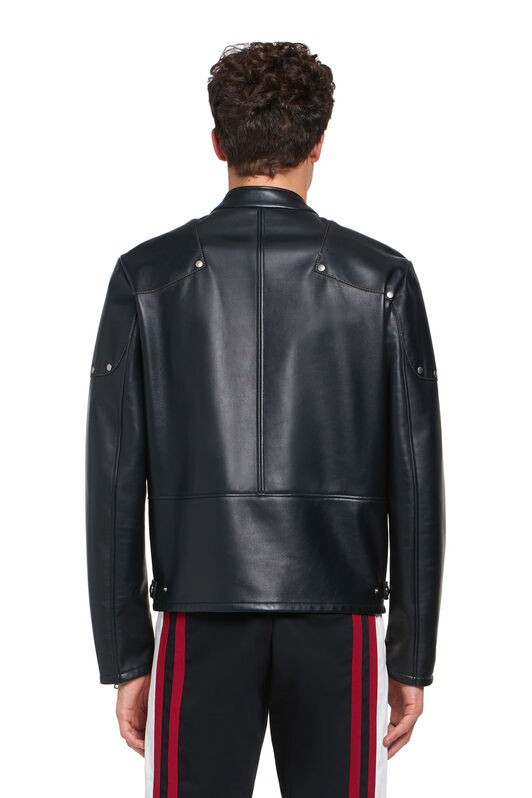 RC Schwarze Lederjacke mit Nieten BLACK INP810-PN190