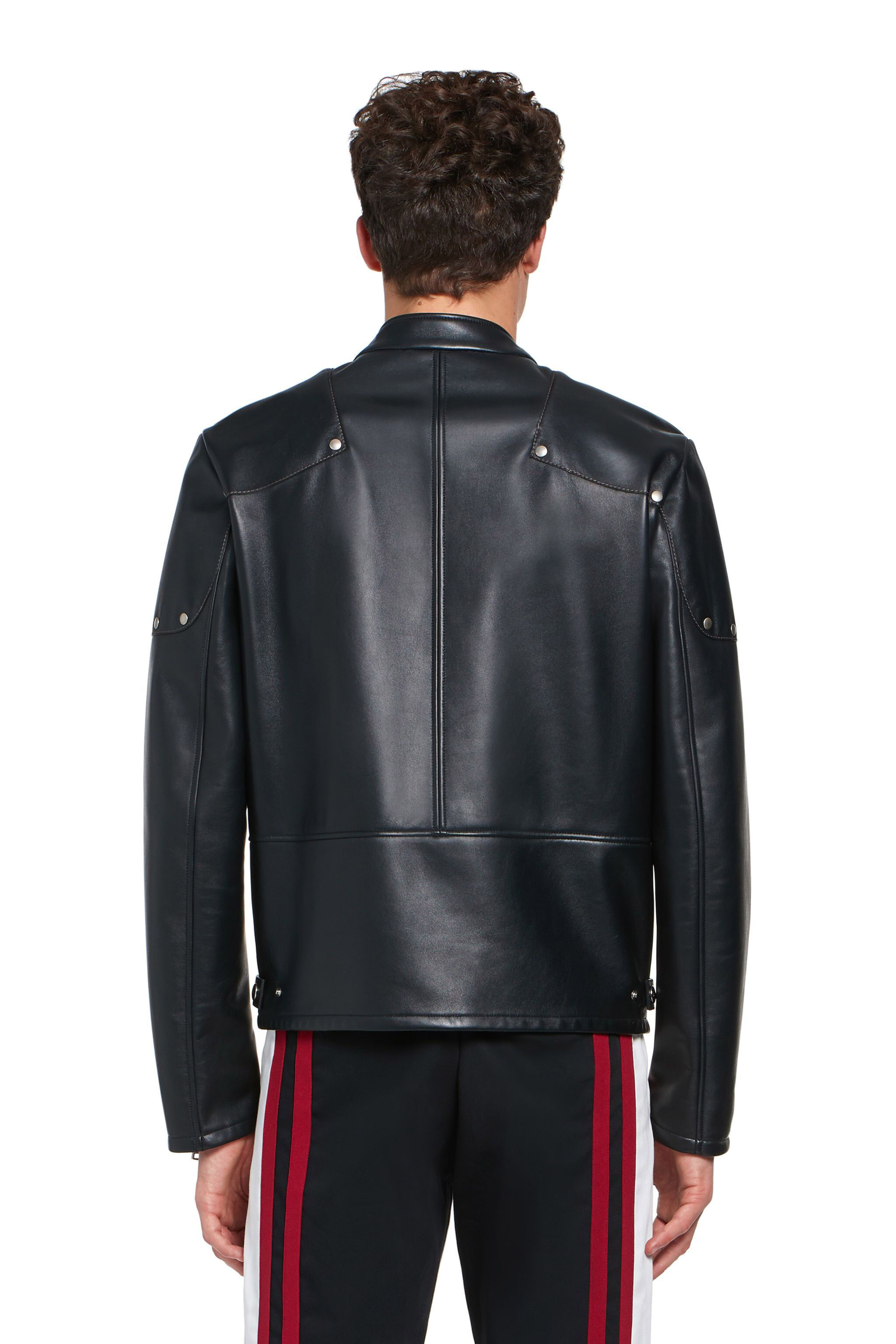 RC Schwarze Lederjacke mit Nieten BLACK INP810-PN190
