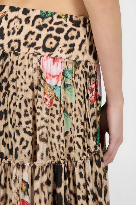 RC Long Skirt With Jaguar Roses Print NATURAL XQT302-7HT24