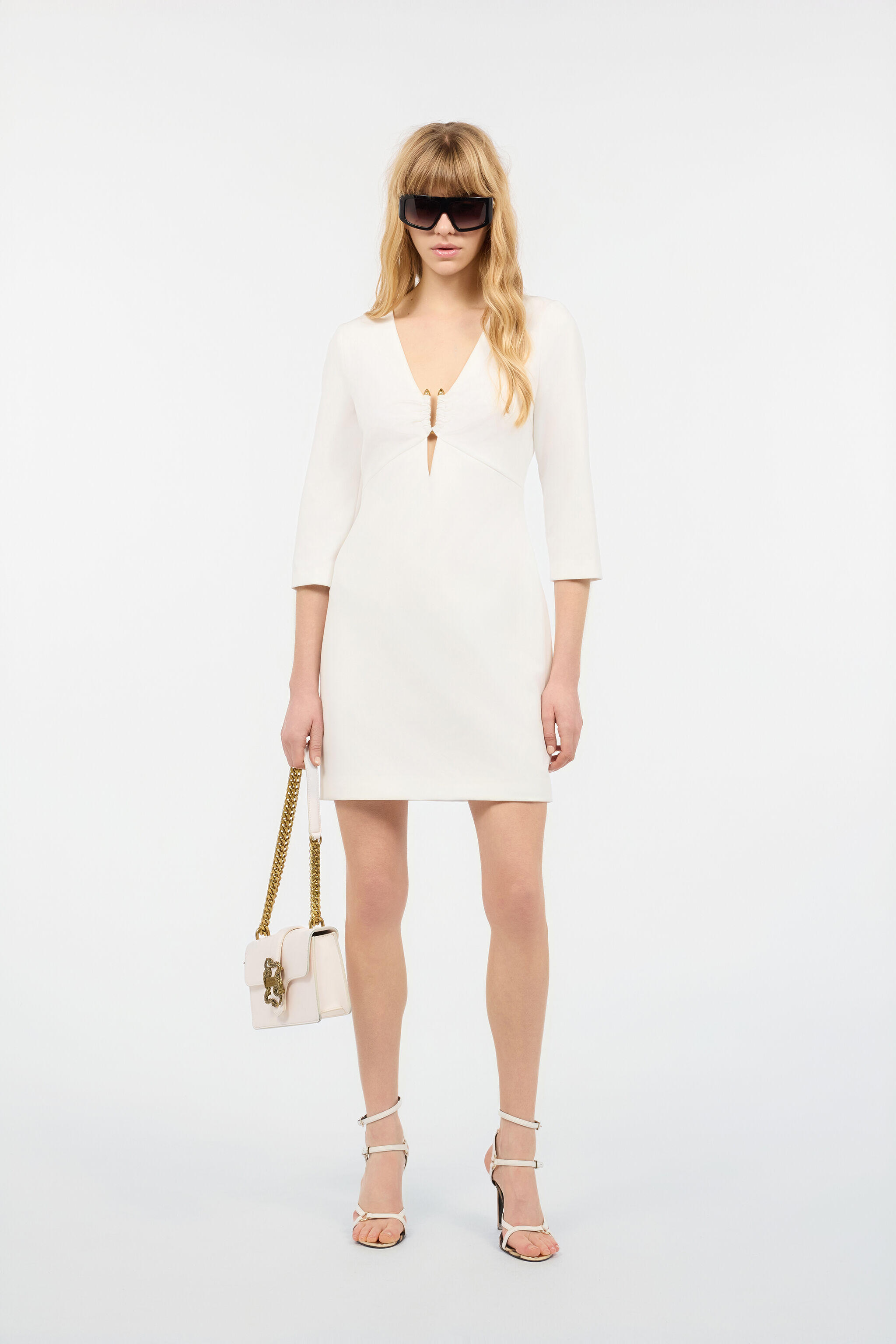JC Mini Dress With Three-Quarter Sleeves White UFT188-UF254