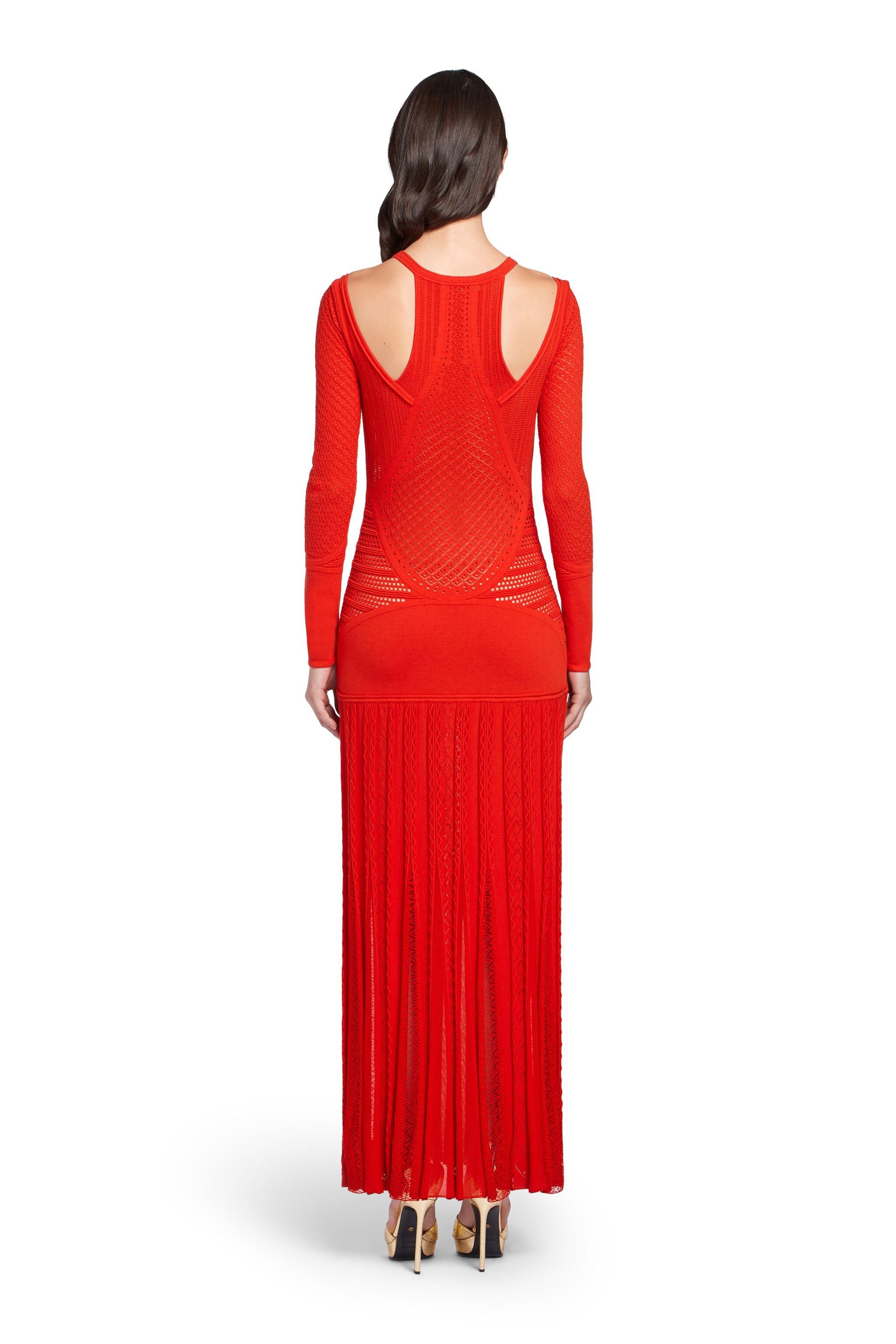 RC Strickkleid mit geometrischer Spitze Rot HQM110-MI001