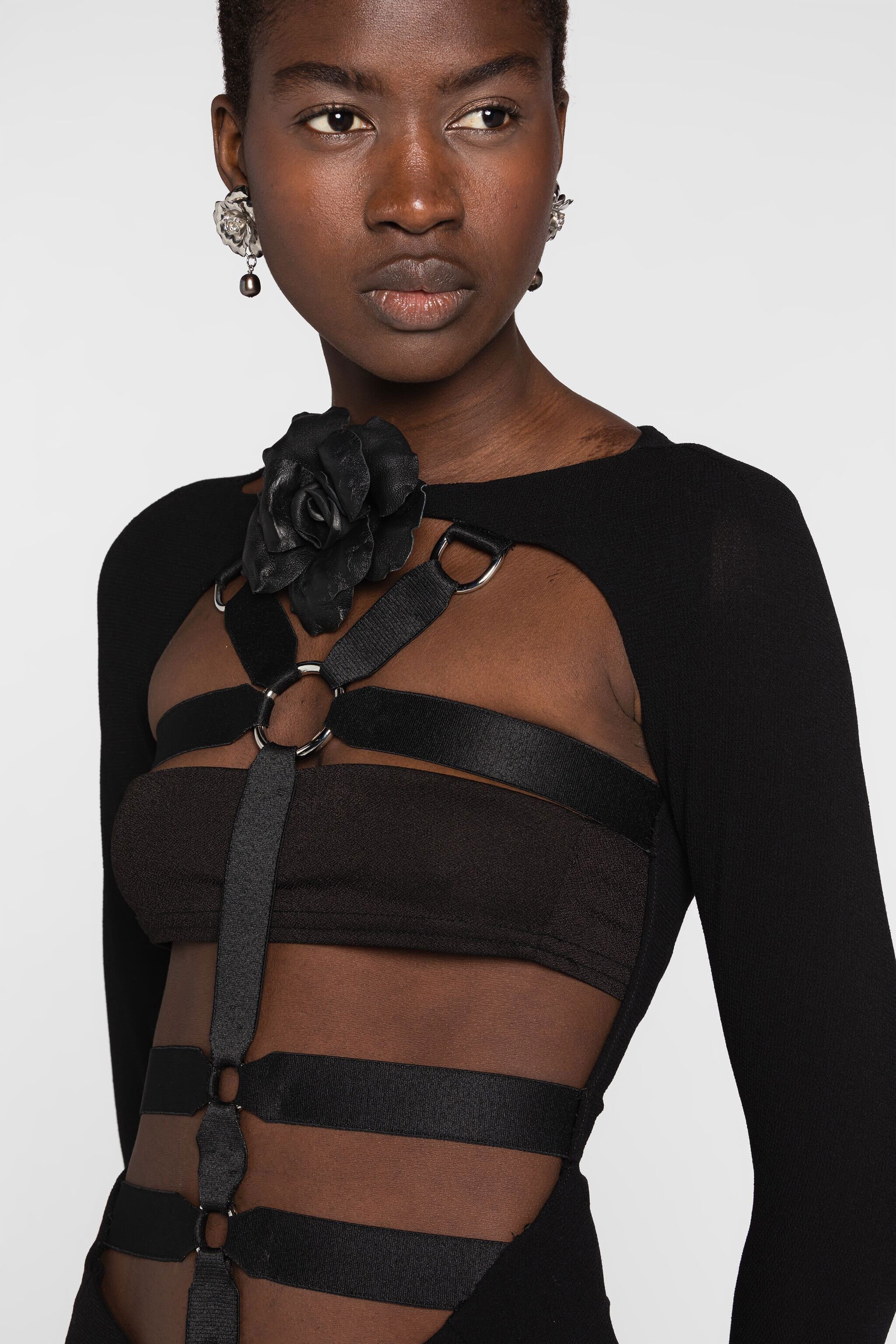 RC Robe longue style harnais Noir PWT144-RJ030