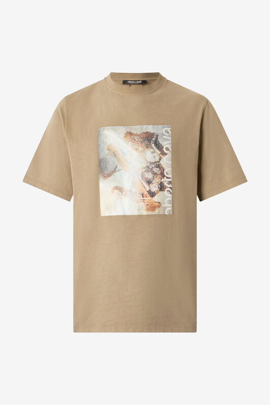 RC T-Shirt mit Print Monogramm Mirror Snake im Used-Effekt Braun URT61H-JD060