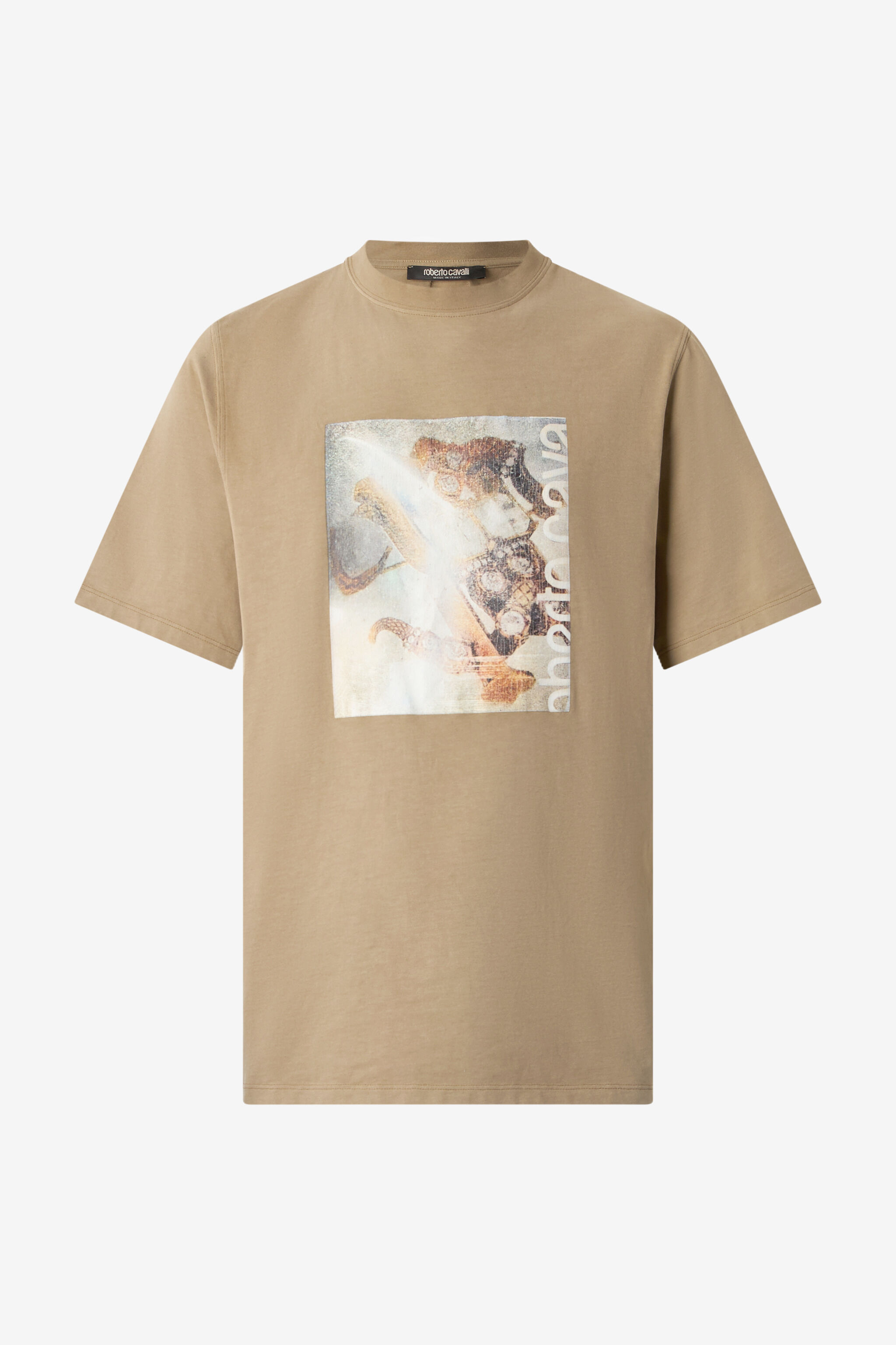 RC T-Shirt mit Print Monogramm Mirror Snake im Used-Effekt Braun URT61H-JD060