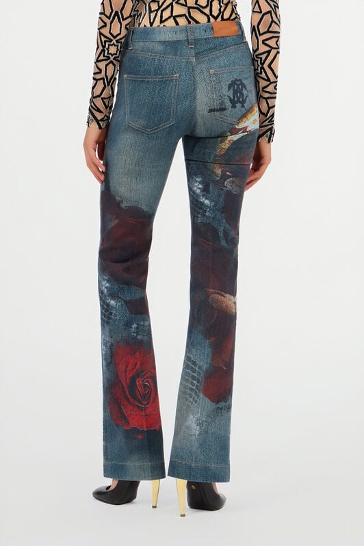 RC Garden Rose Print Jeans RC Garden Rose Print Jeans Black/White UKJ221-VMN86