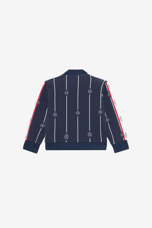 JU Blue Sweatshirt with Striped Print and RC Monogram NAVY VJT699-5OP27