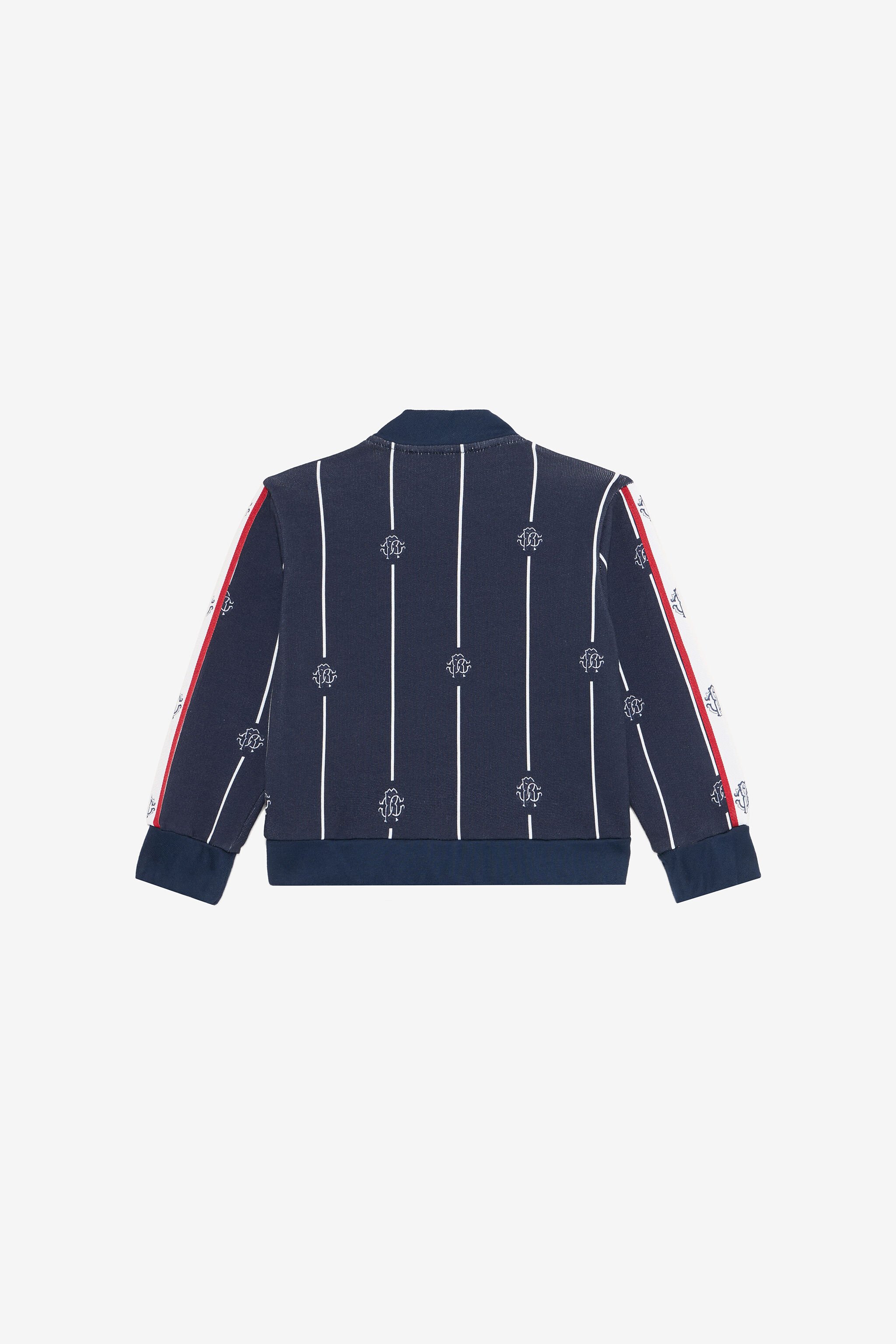 JU Blue Sweatshirt with Striped Print and RC Monogram NAVY VJT699-5OP27