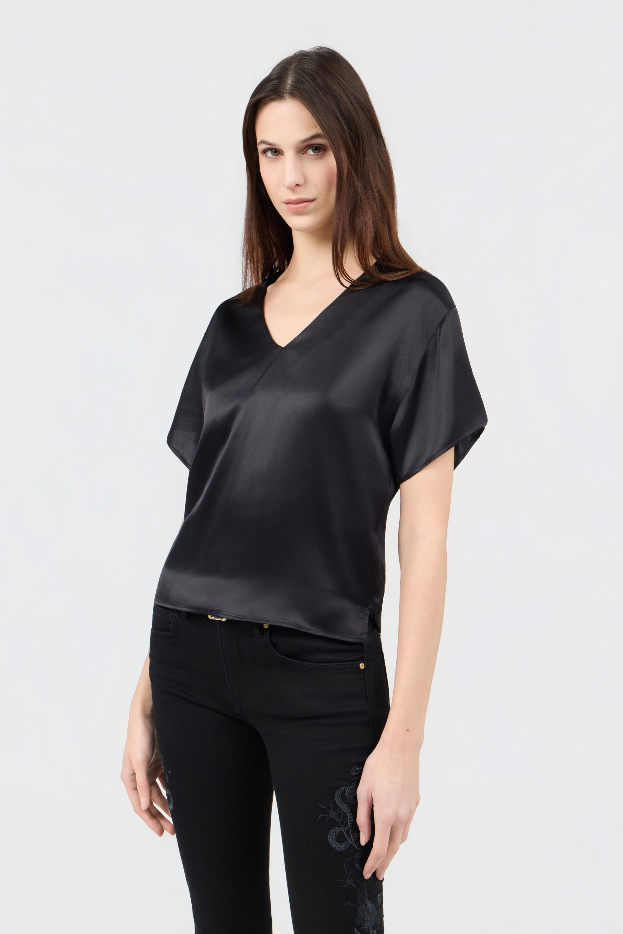 RC Top Negro De Seda Con Aberturas BLACK SOT60E-SE005