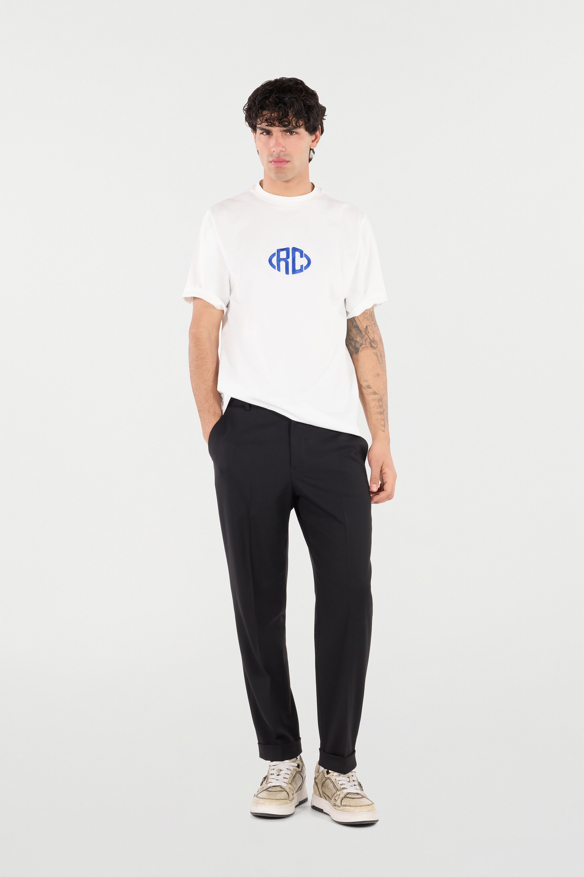 RC Cotton T-Shirt with Monogram White VRT61C-JD060