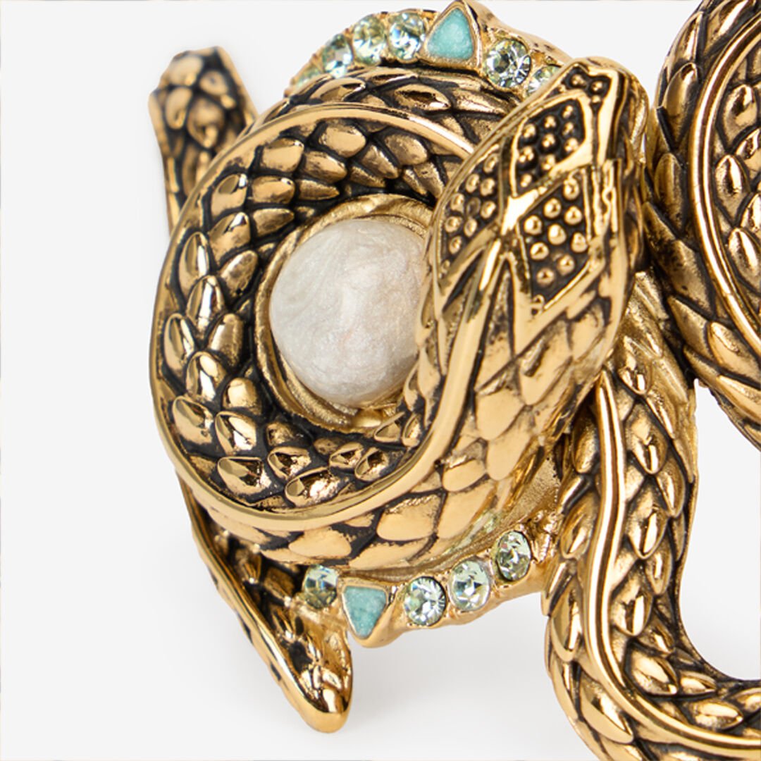 RC Bracciale Serpente in Ottone Intarsiato RC Bracciale Serpente in Ottone Intarsiato GOLD/IVORY/CRYSTAL WQG006-AM127