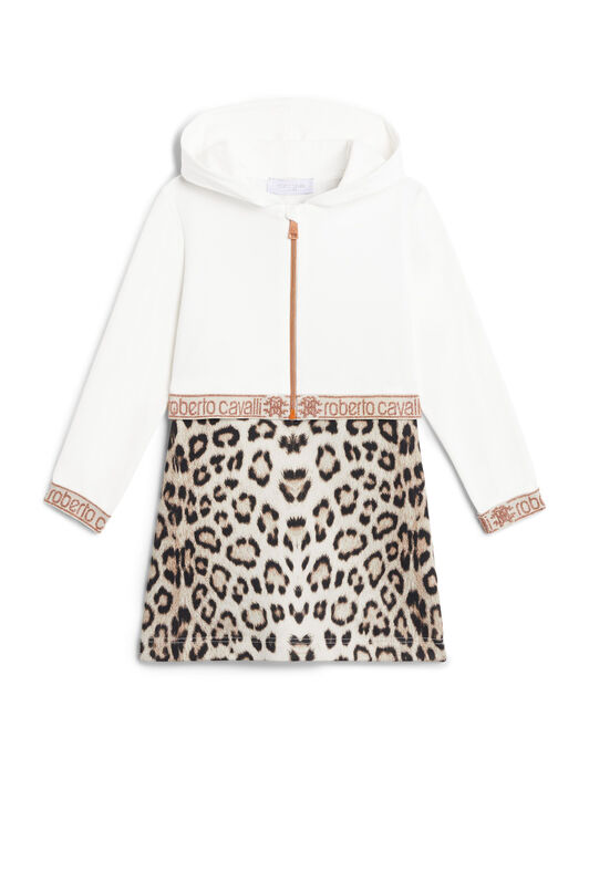 JU Hooded Jaguar print dress BEIGE/MILKY/BLACK JJT125-FOQ64