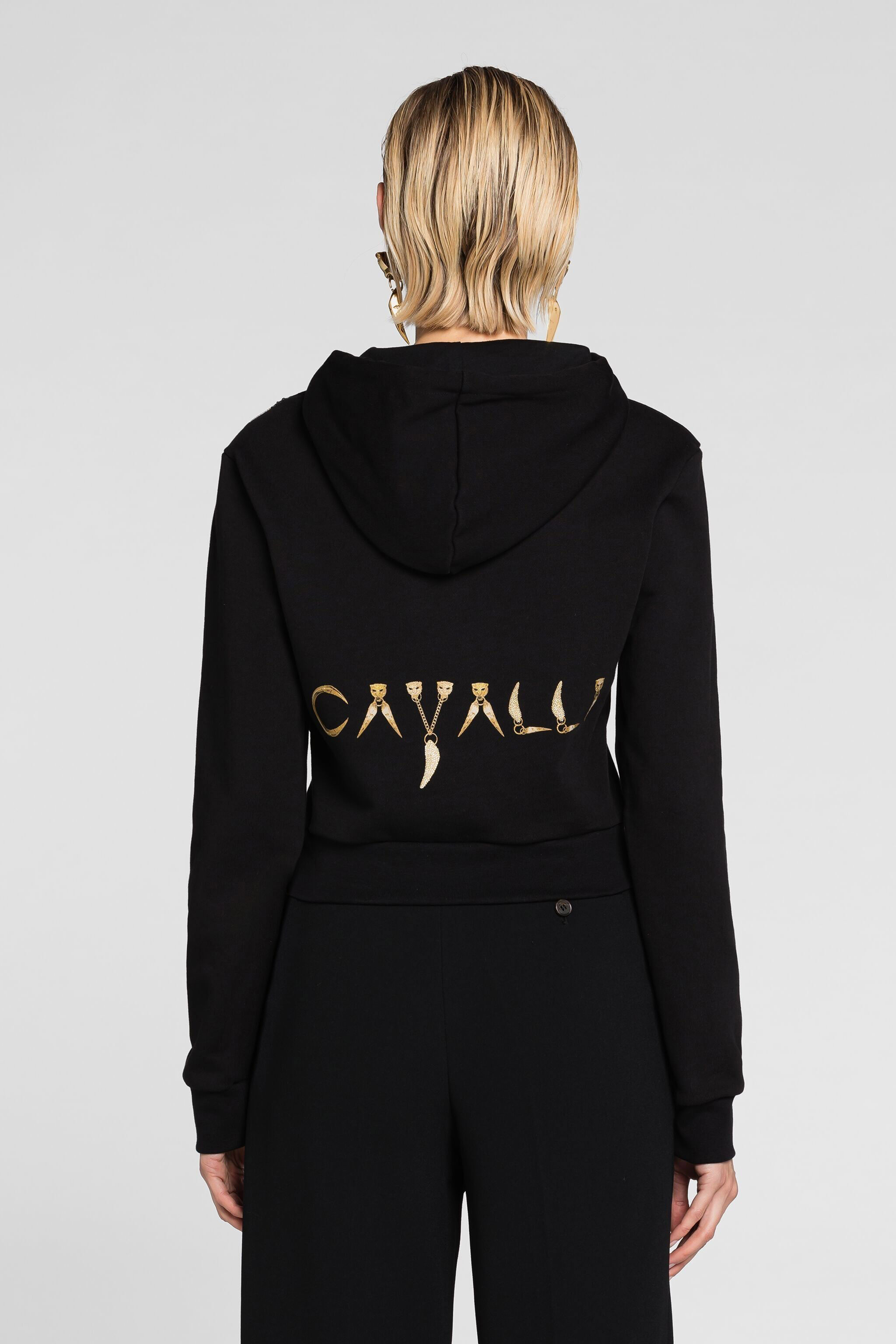 RC Snake And Logo-Print Cotton Hoodie Black PKT68B-CF050