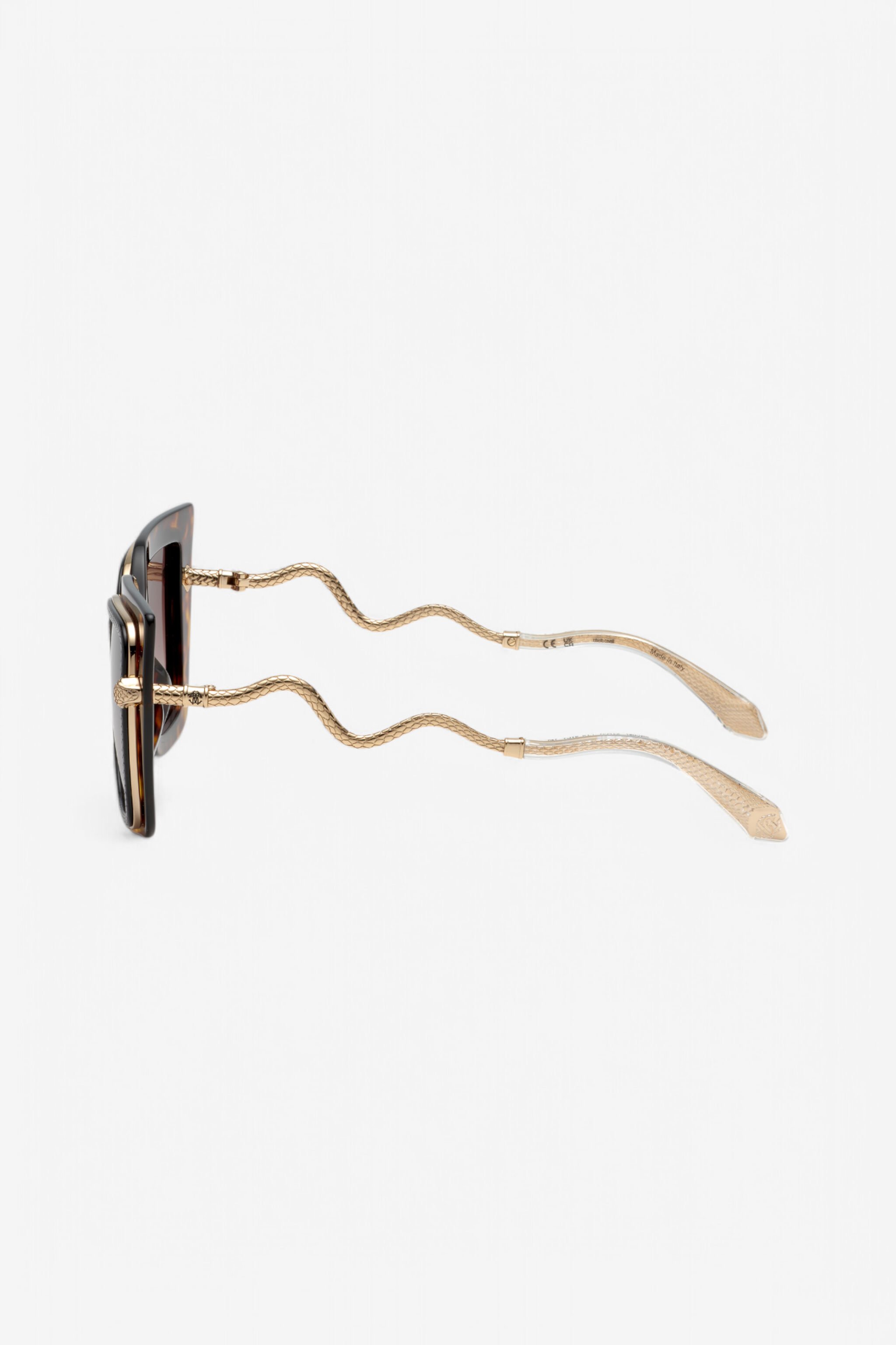RC Wide and feminine front sunglasses with double ring decoration BLACK TOP+HAVANA UALD06-ID201