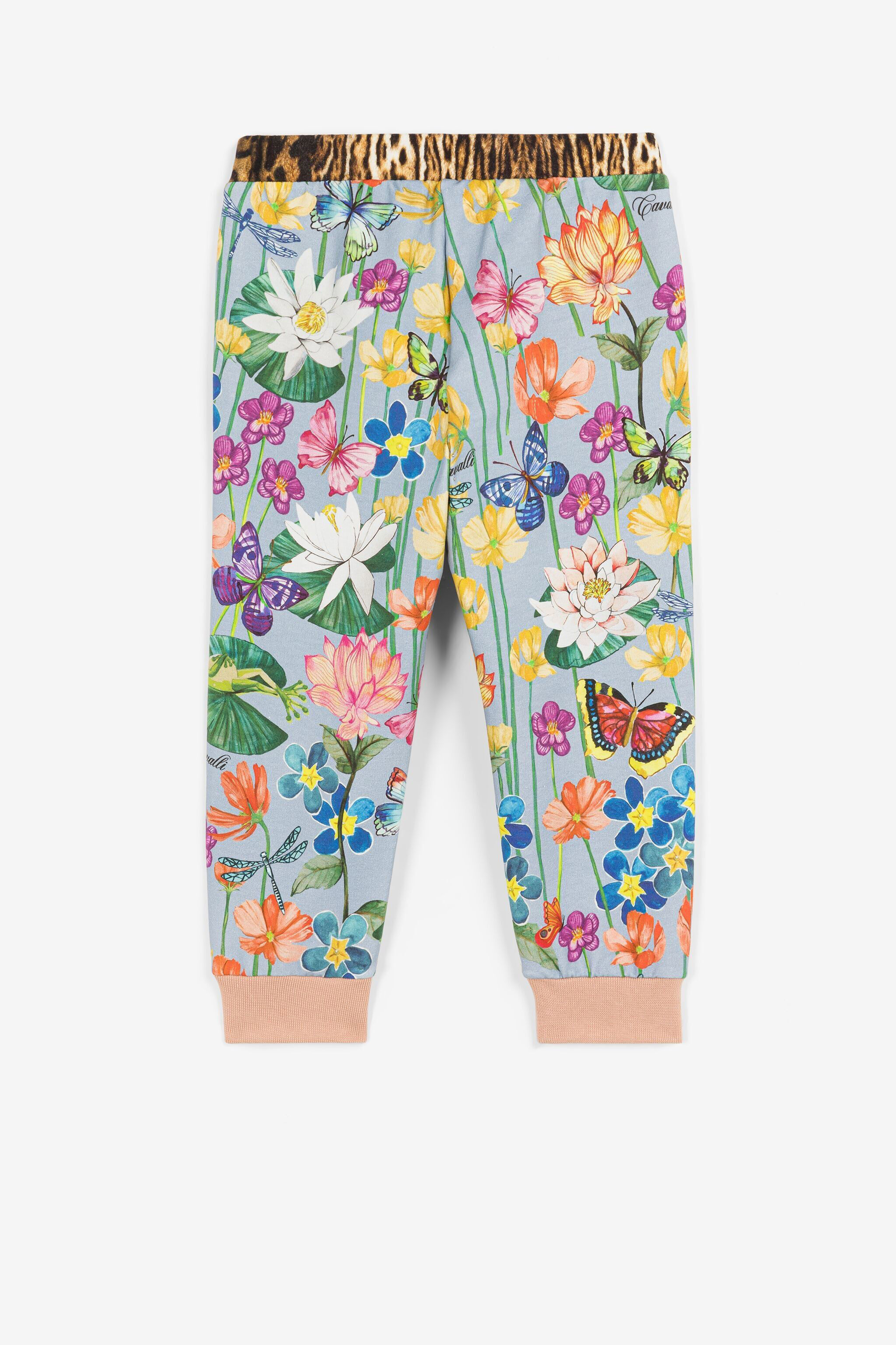 JU Jogginghose mit Blumendruck Hellblau PJT255-5OF11