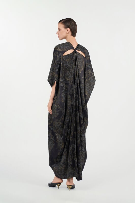 RC Ornamental Black silk kaftan BLACK WKT182-SZR36