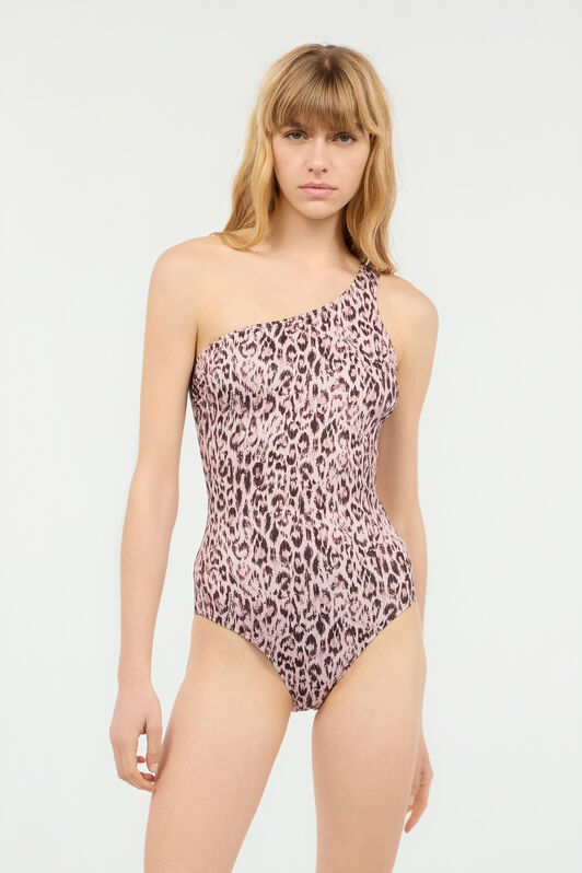JC One-Piece Swimsuit With Jaguar Skin Print Purple UFM020-UF270