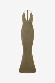 RC Abito Lungo Nero E Oro A Coste Con Serpenti GOLD/BLACK WWM102-MO010