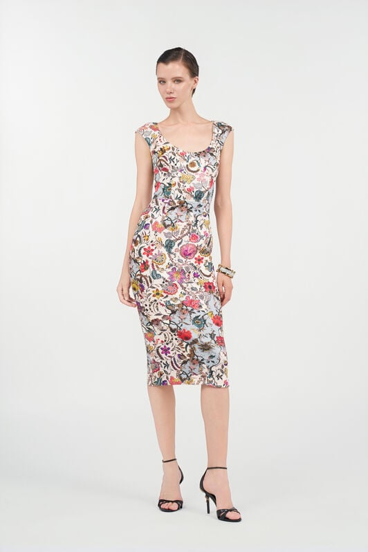 RC Abito Tubino con Stampa Florentine Flowers BEIGE WQT151-NBR29