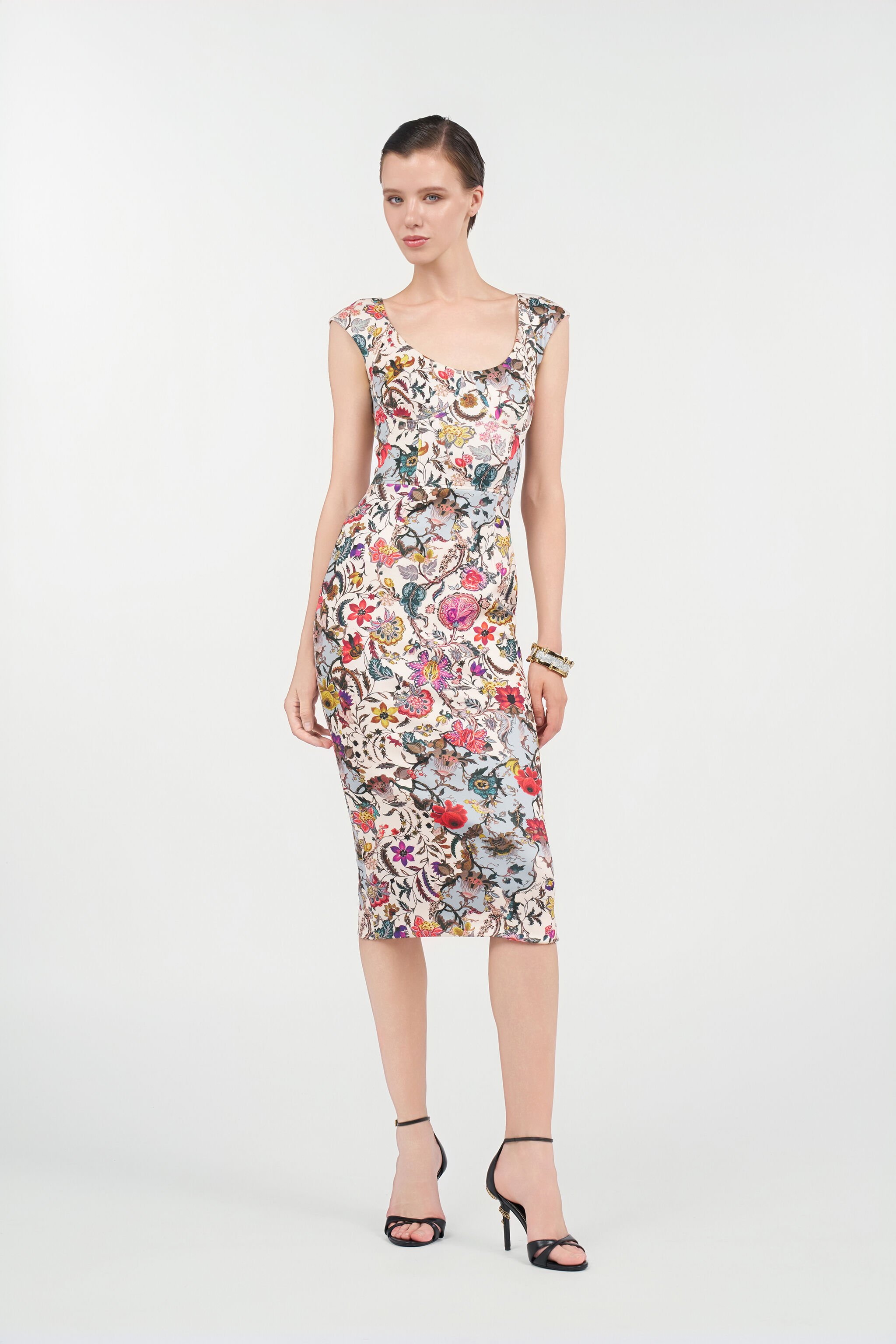 RC Abito Tubino con Stampa Florentine Flowers BEIGE WQT151-NBR29