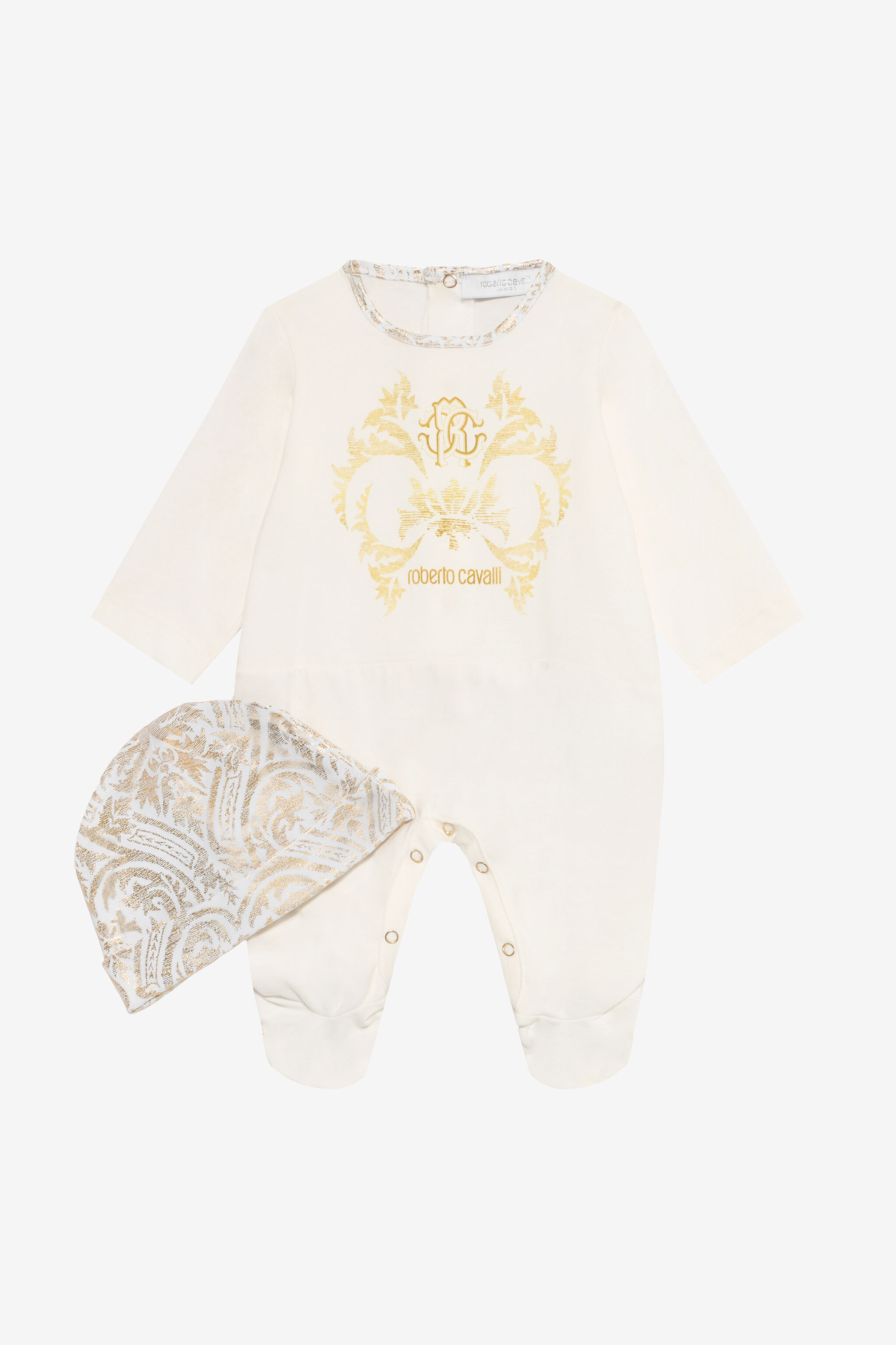 JU Completo Tutina Bianco Latte E Berretto Stampa Floreale MILKY WHITE VJT806-JD001