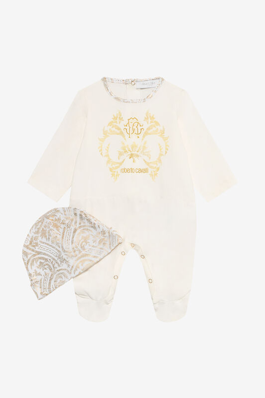 JU Completo Tutina Bianco Latte E Berretto Stampa Floreale JU Completo Tutina Bianco Latte E Berretto Stampa Floreale MILKY WHITE VJT806-JD001