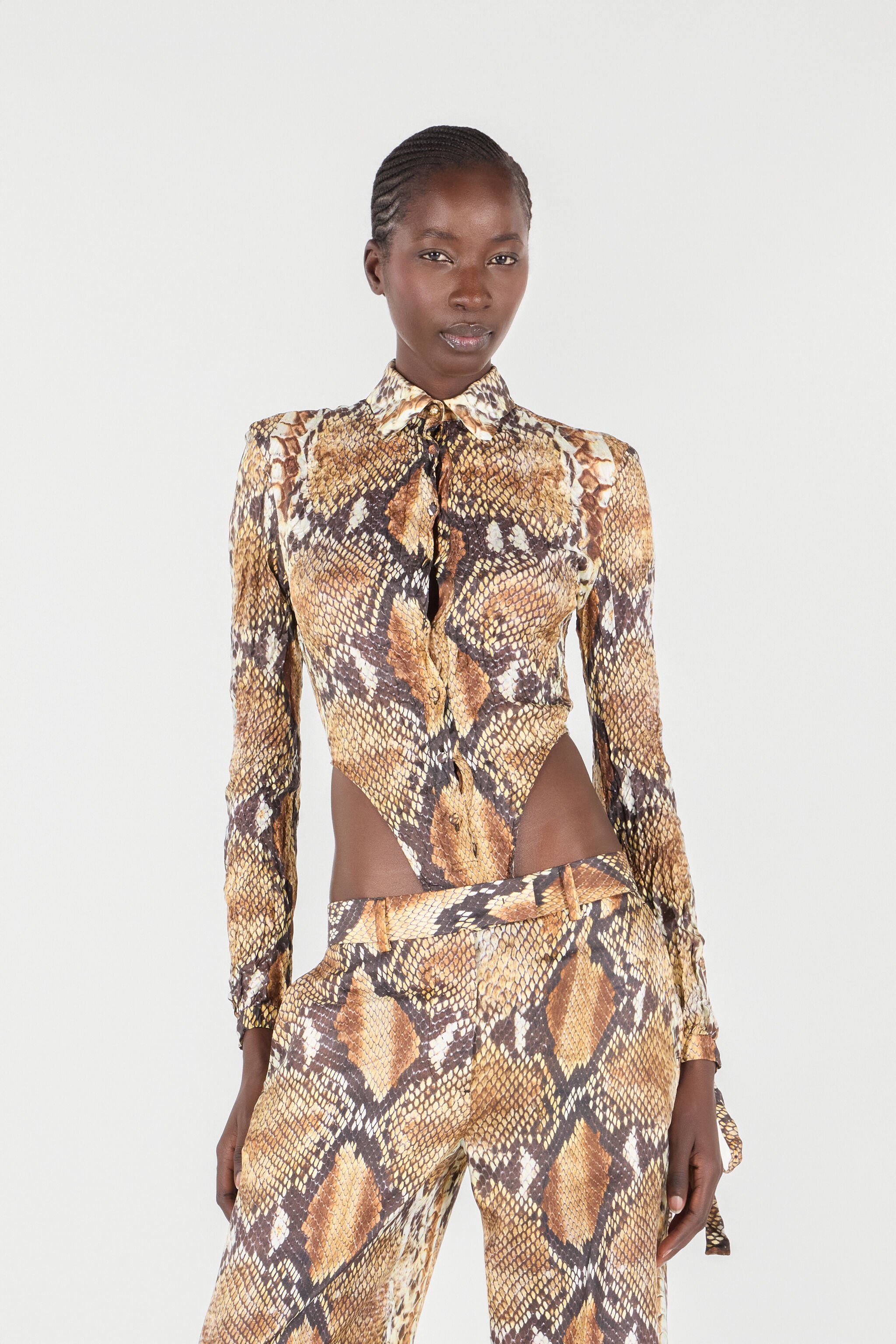RC Python Print Shirt Bodysuit Light Brown UWT706-4QN93