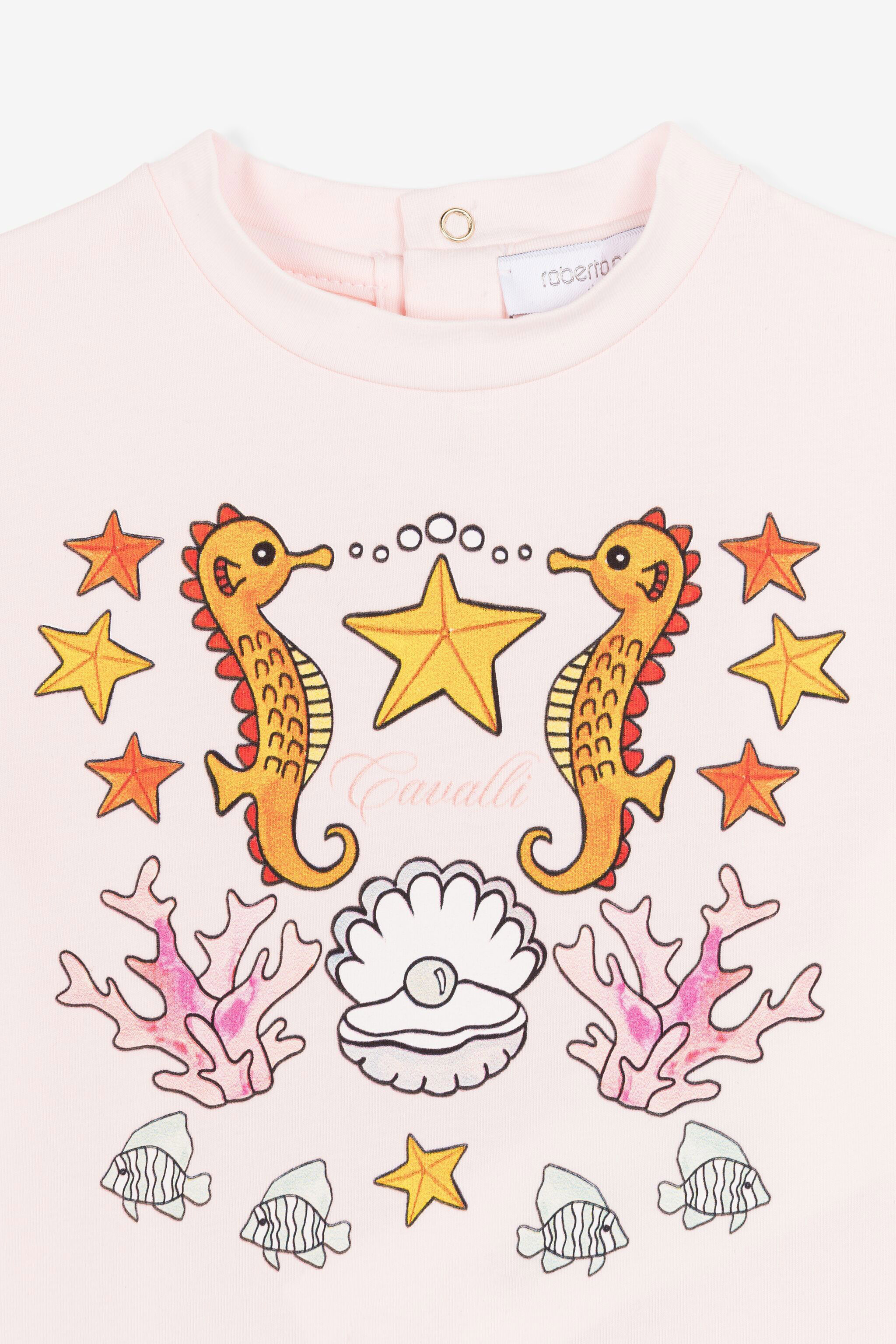 JU Aquatic-print short-sleeved T-shirt Pink QJT654-JV025