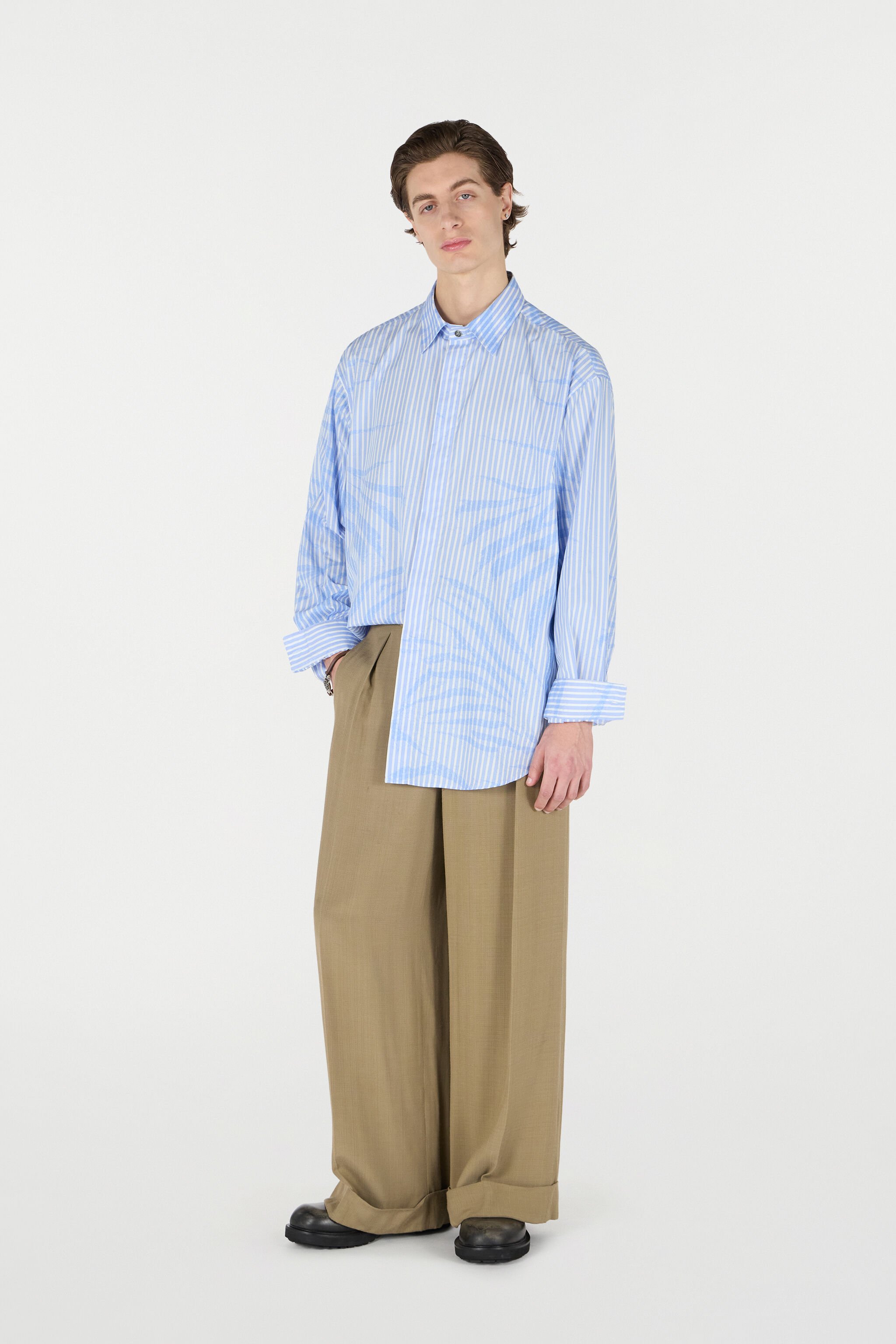 RC Striped Shirt With Zebra Pattern Light blue URT720-CH104