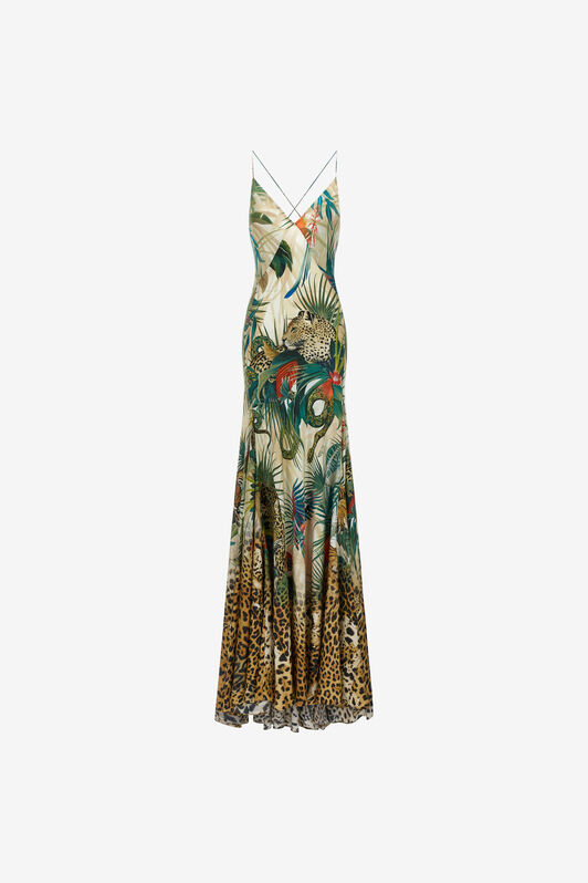 RC Jungle Print Silk Maxi Dress Green SKT162-4QI88