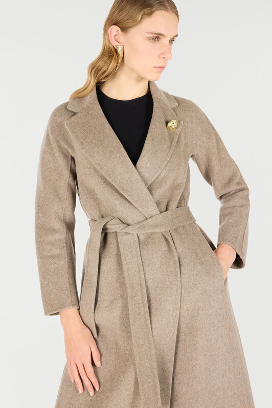 RC Brown Wool Cashmere Coat TORTORA MELANGE OOT50A-WH016