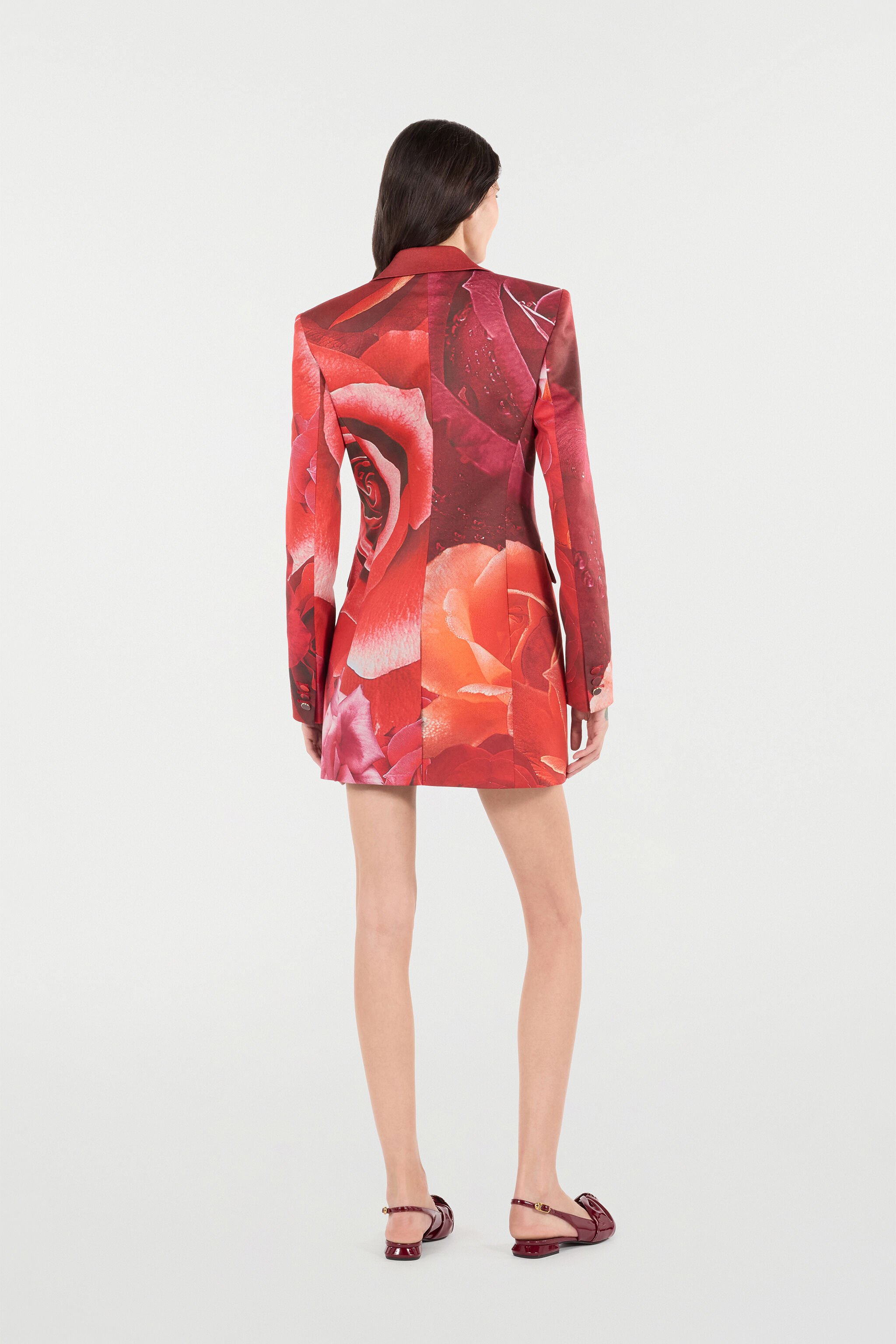 RC Long Blazer With Rose Print Red UKT408-7MN48