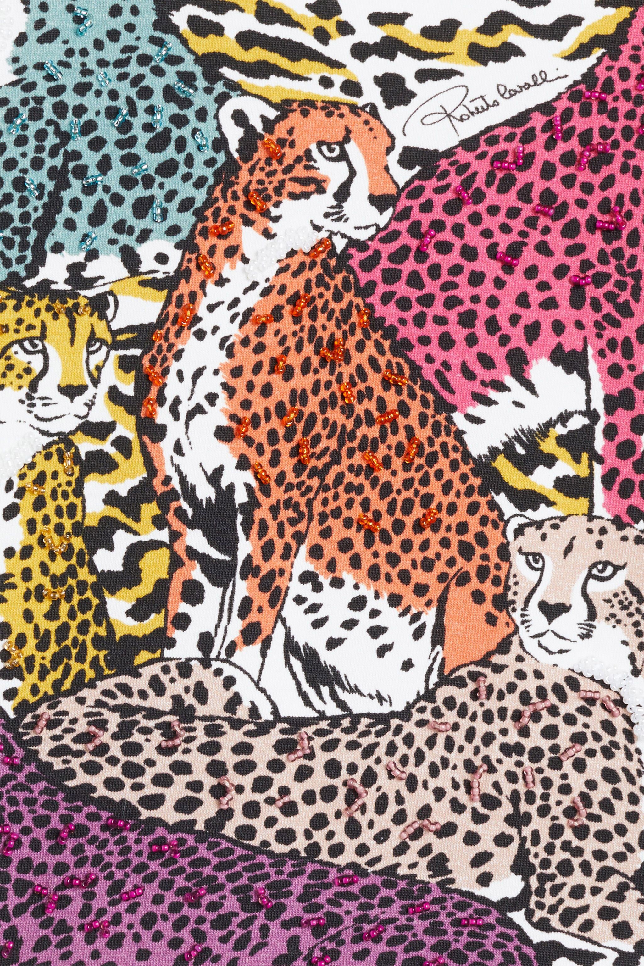 JU T-shirt con ruches e stampa Leopard MILKY WHITE JJT608-JV025