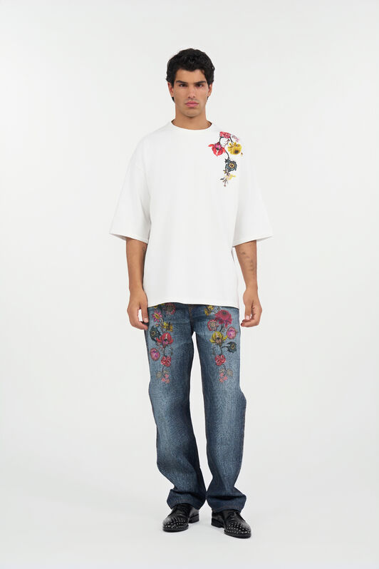 RC Blue Denim Jeans With Flowers LUNAR ROCK WNJ210-DL010