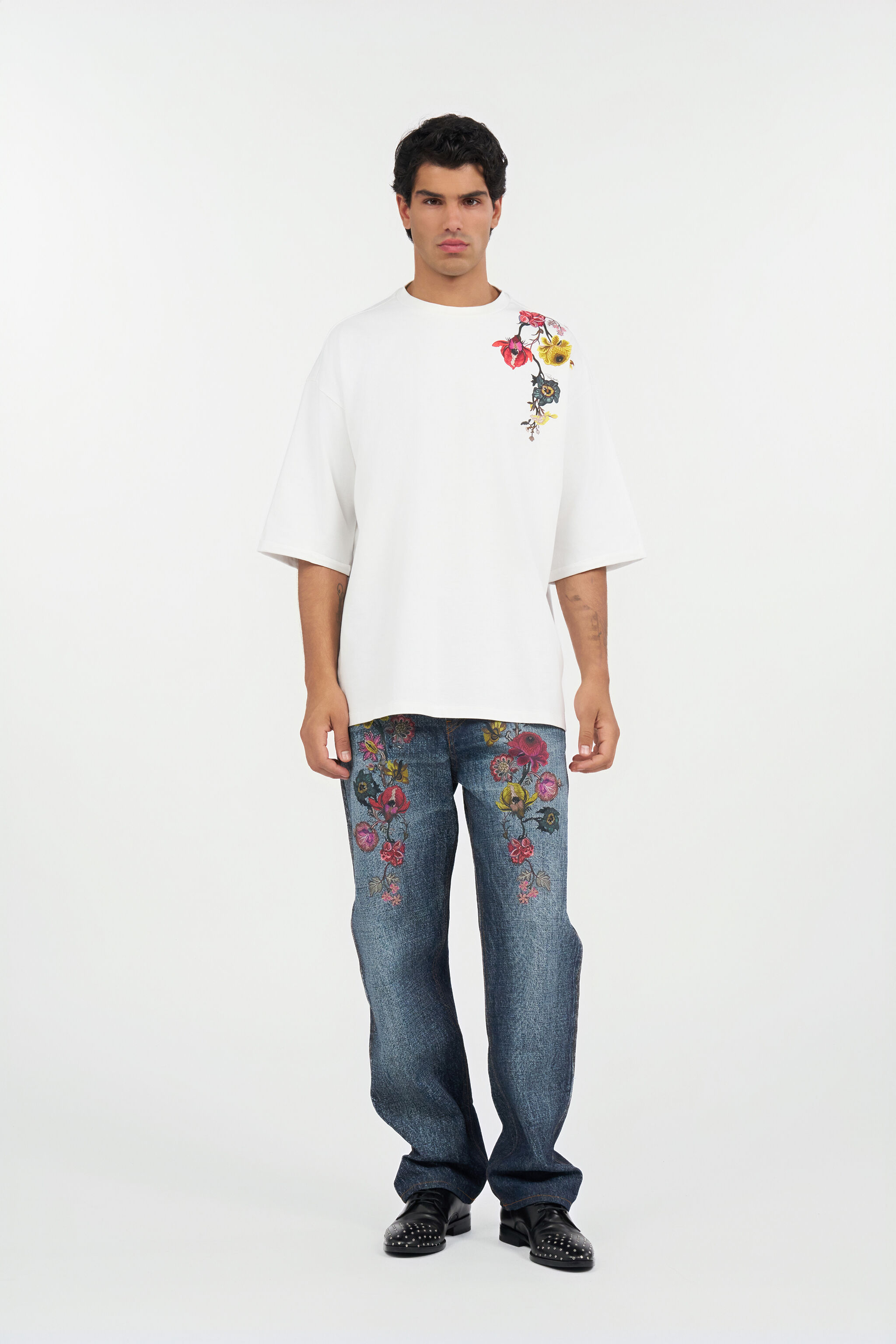 RC Blue Denim Jeans With Flowers LUNAR ROCK WNJ210-DL010
