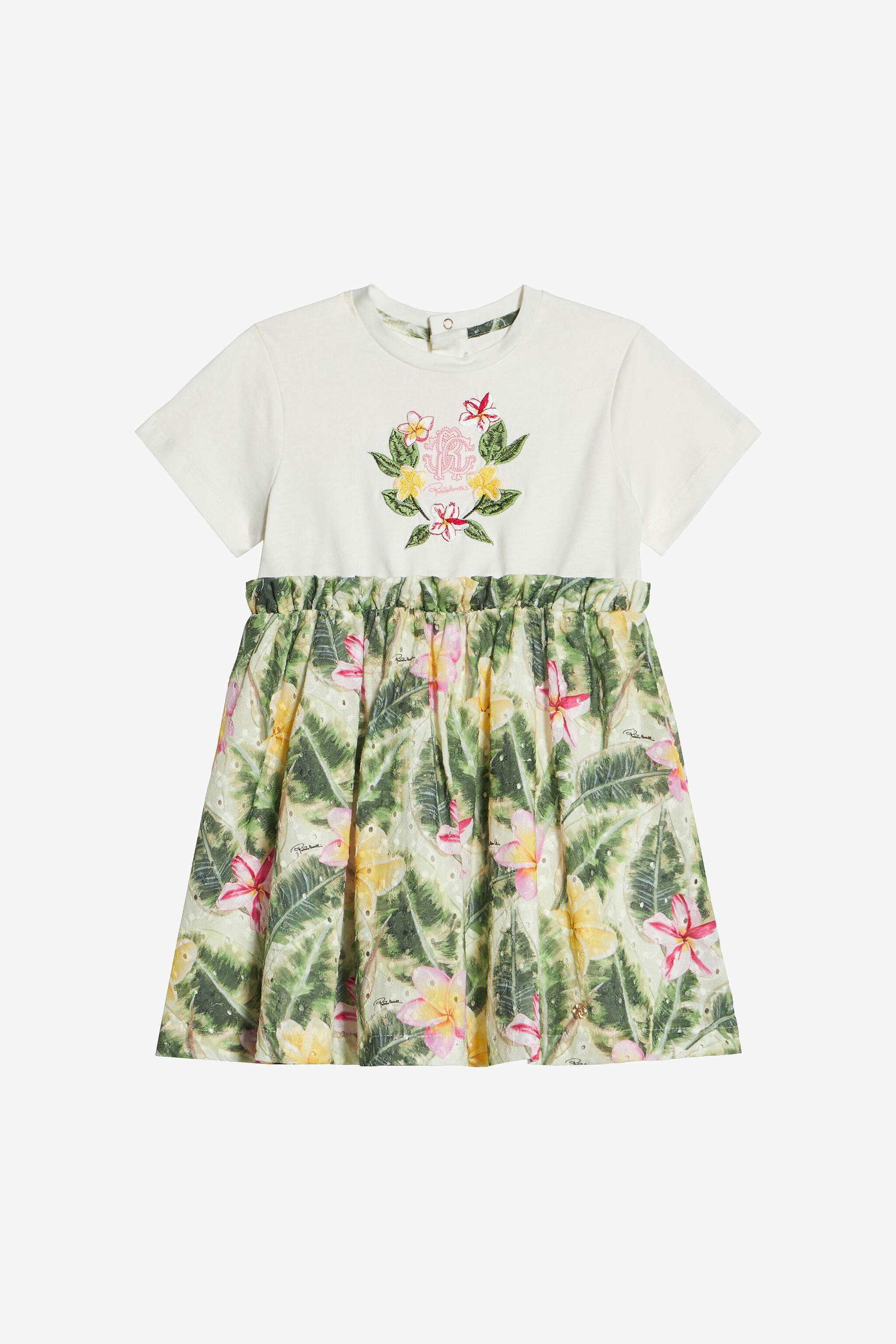 JU Dress With Broderie Anglaise And Printed Skirt MILKY WHITE UJT106-JD001