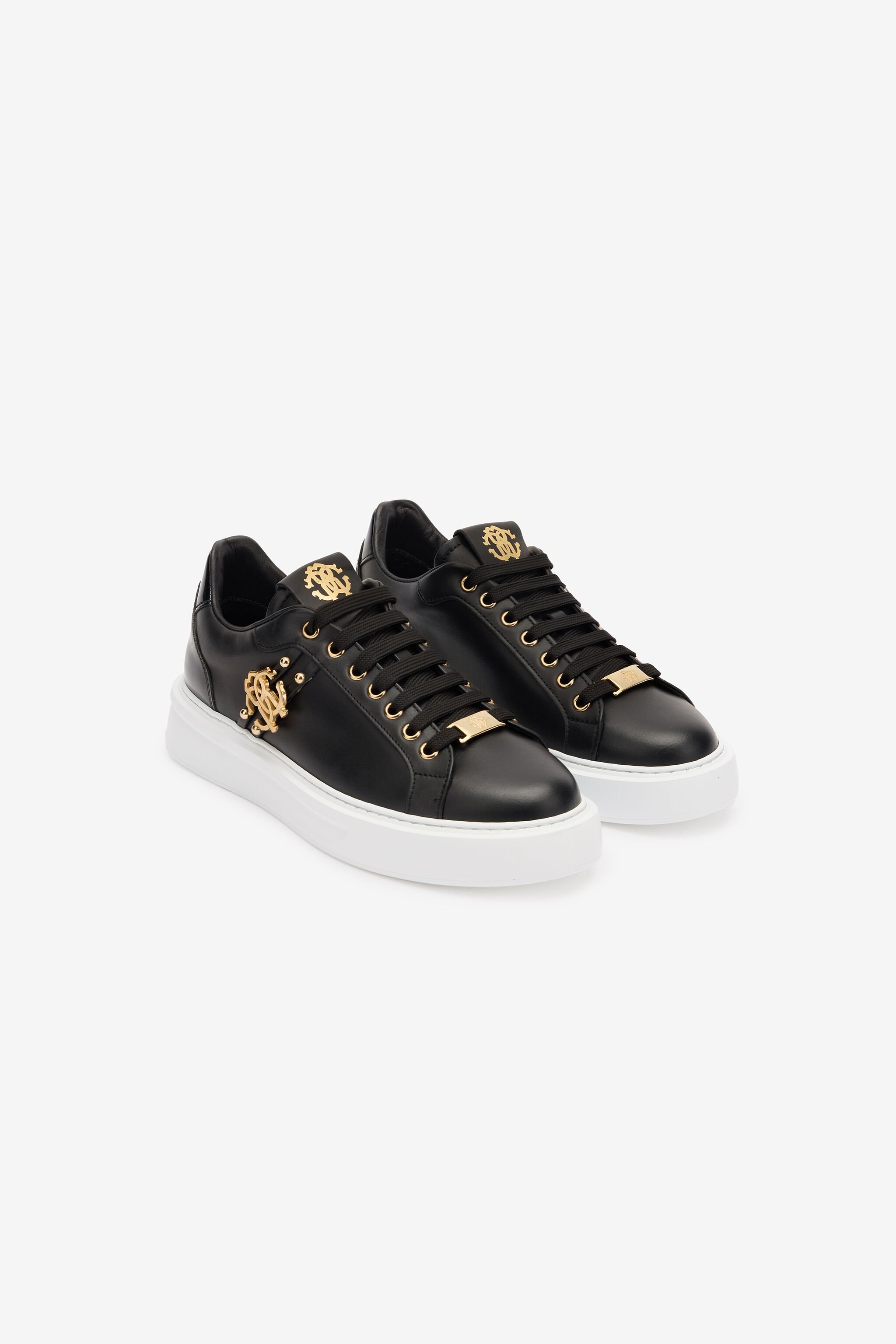 RC Leather Sneakers With Golden Details BLACK/GOLD POS01E-PZ085