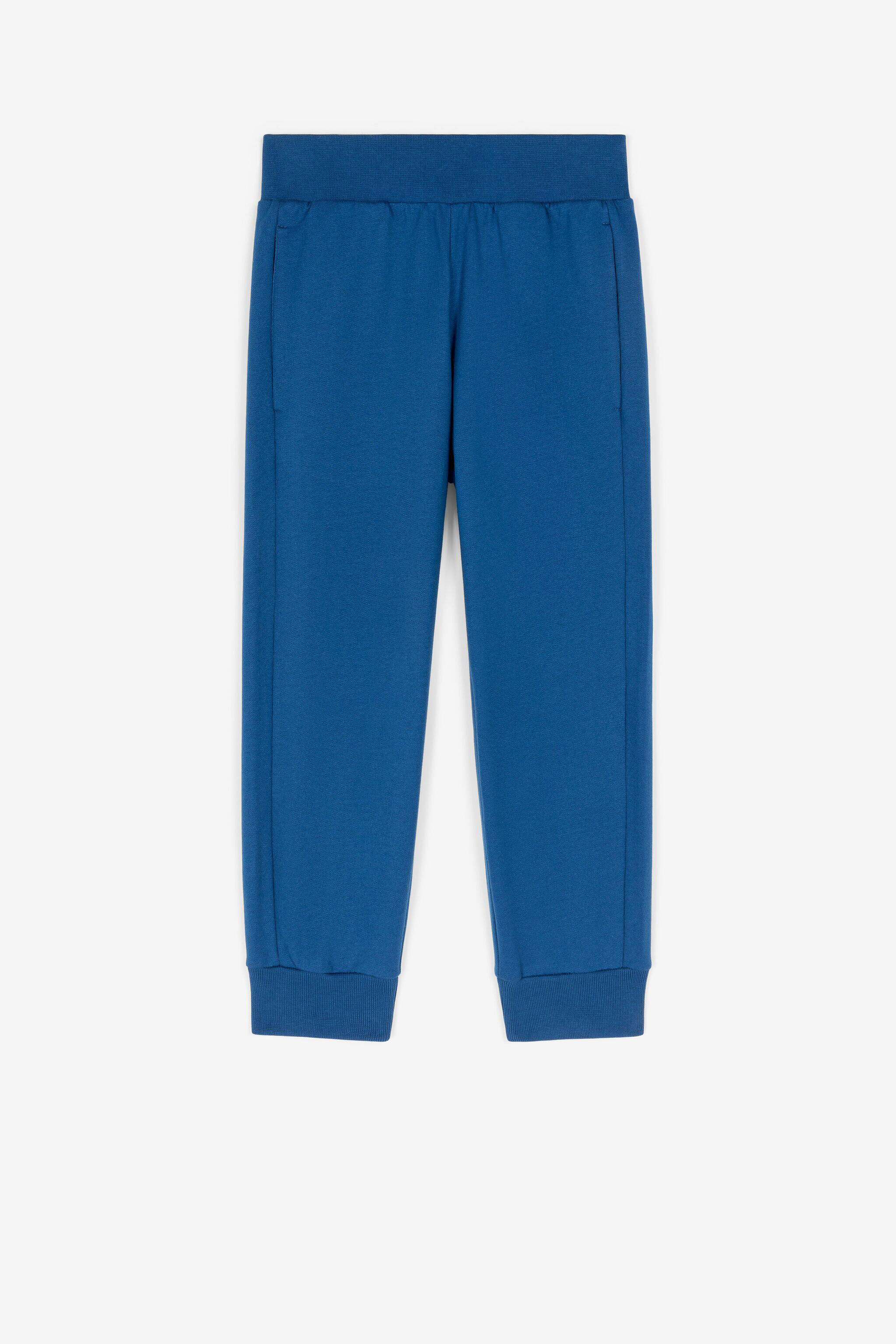 JU Logo-embroidered cotton trousers Blue RJT231-CF050