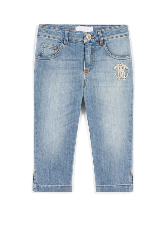 JU Mirror Snake-Embroidered Jeans Dark blue KJJ201-DS029