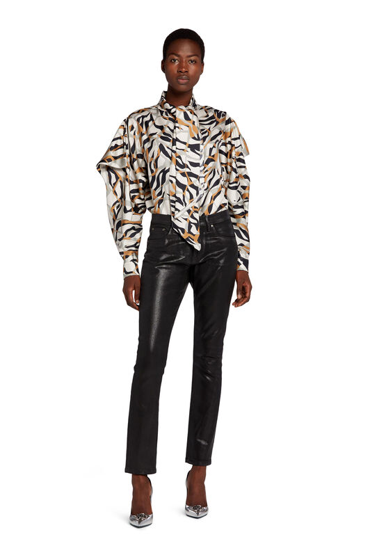 RC Tiger Twiga-Print Silk Top CAMEL/BLACK JQT707-2NQ98