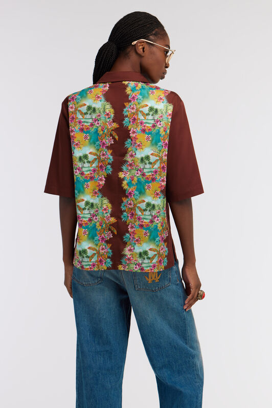 RC Short-sleeved Hawaii print shirt RC Short-sleeved Hawaii print shirt Dark brown/Light blue SKT703-CDL29