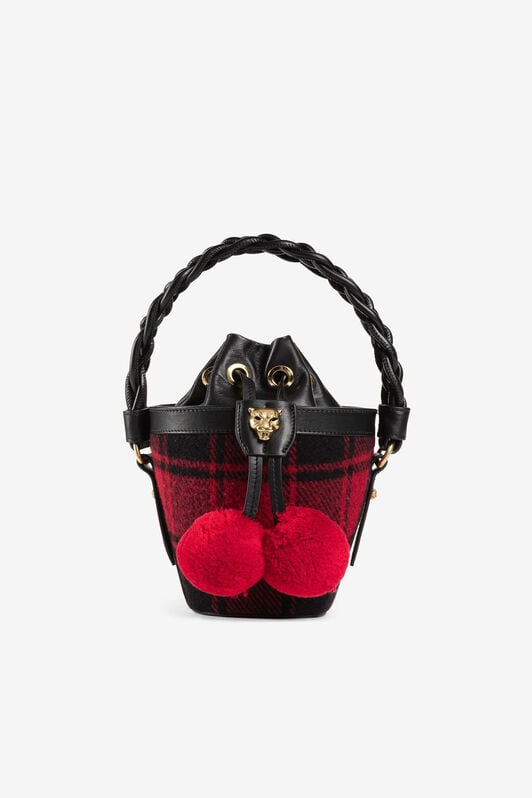 RC Pantherkopf-Bucket Bag mit Schottenmuster RC Pantherkopf-Bucket Bag mit Schottenmuster Schwarz/Rot PKB006-FE002