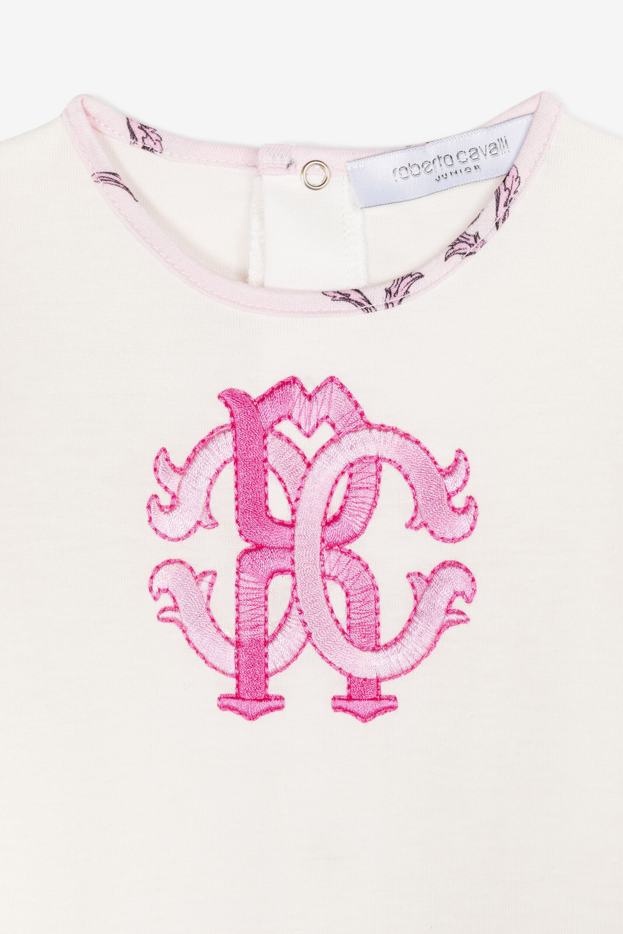 JU RC Monogram-Embroidery Babygrow Set Pink RJT813-JD001